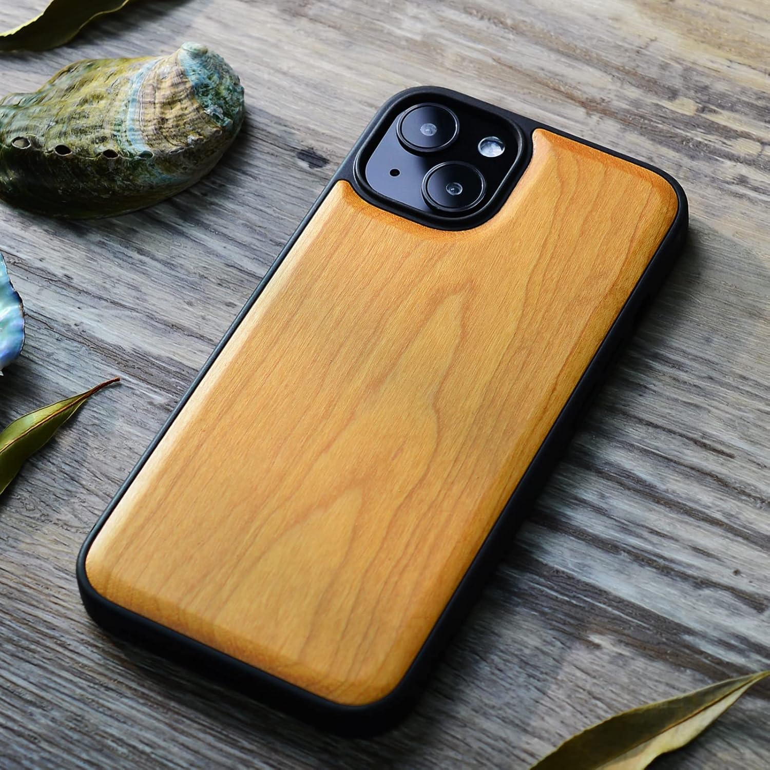 Carveit Magnetic Wood Case for iPhone 13 Case MagSafe 2021 [Hard Real Wood & Soft TPU] Shockproof Hybrid Protective Cover Unique & Classy Wooden 13 Case Compatible with MagSafe (Natural Cherry)