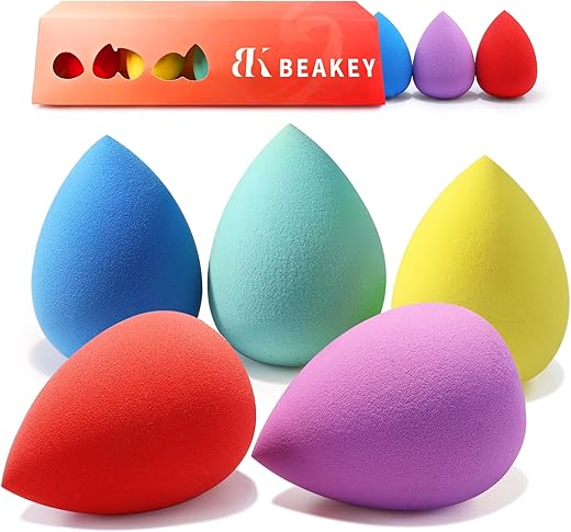 BEAKEY 5 pz Set di Spugnette Trucco Beauty, Blender Beauty Fondotinta Spugnetta, Spugnette Trucco Make up Ottimo per Liquidi, Creme e Polveri, Multi Colore Trucco Spugna Makeup
