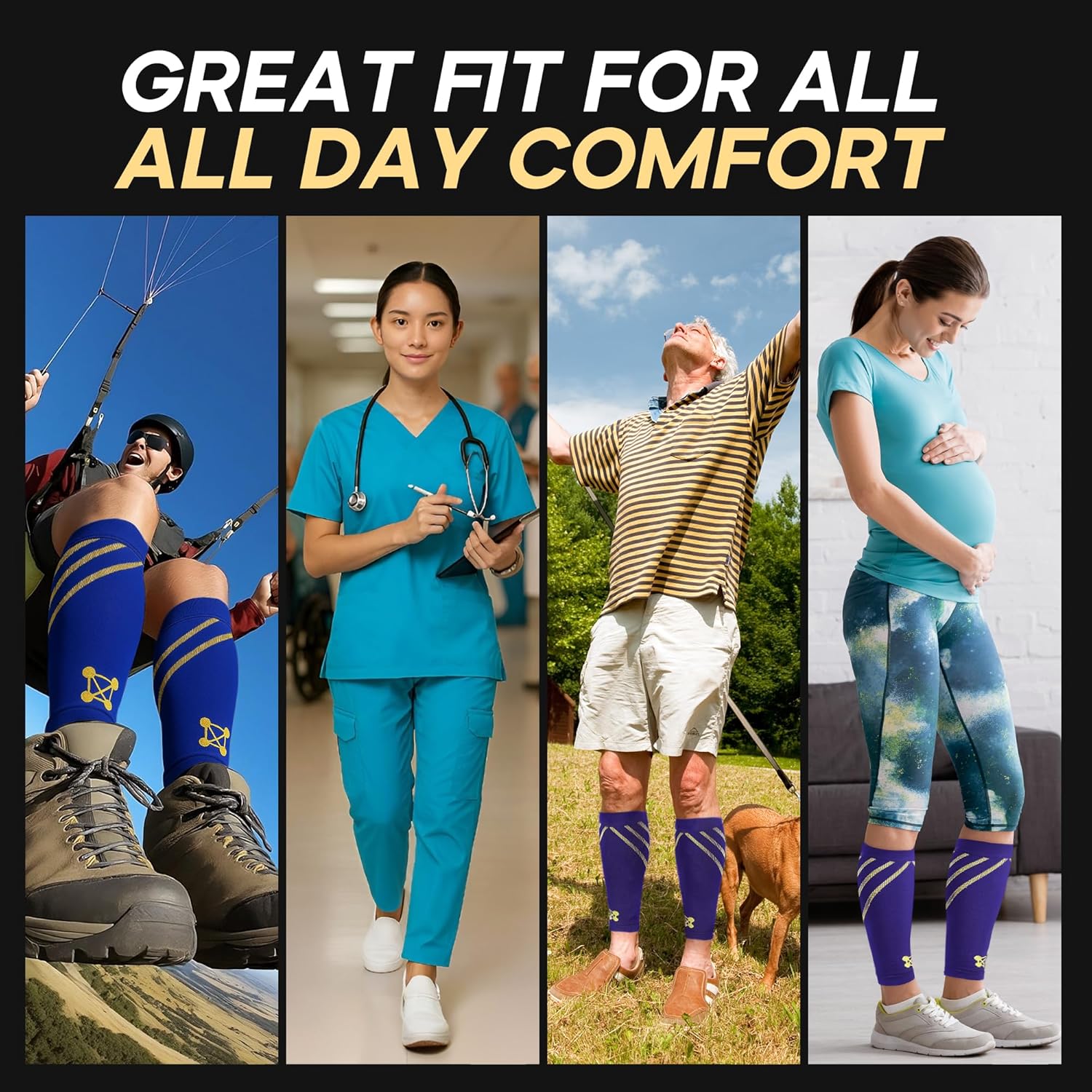 CopperJoint Running Calf Compression Sleeve Women – Easy-On Footless Calf Compression Sleeves for Men, Support Mens Leg Sleeves for Runners, Basketball, Sports, Copper Infused Nylon - Blue, X-Large - Image 9