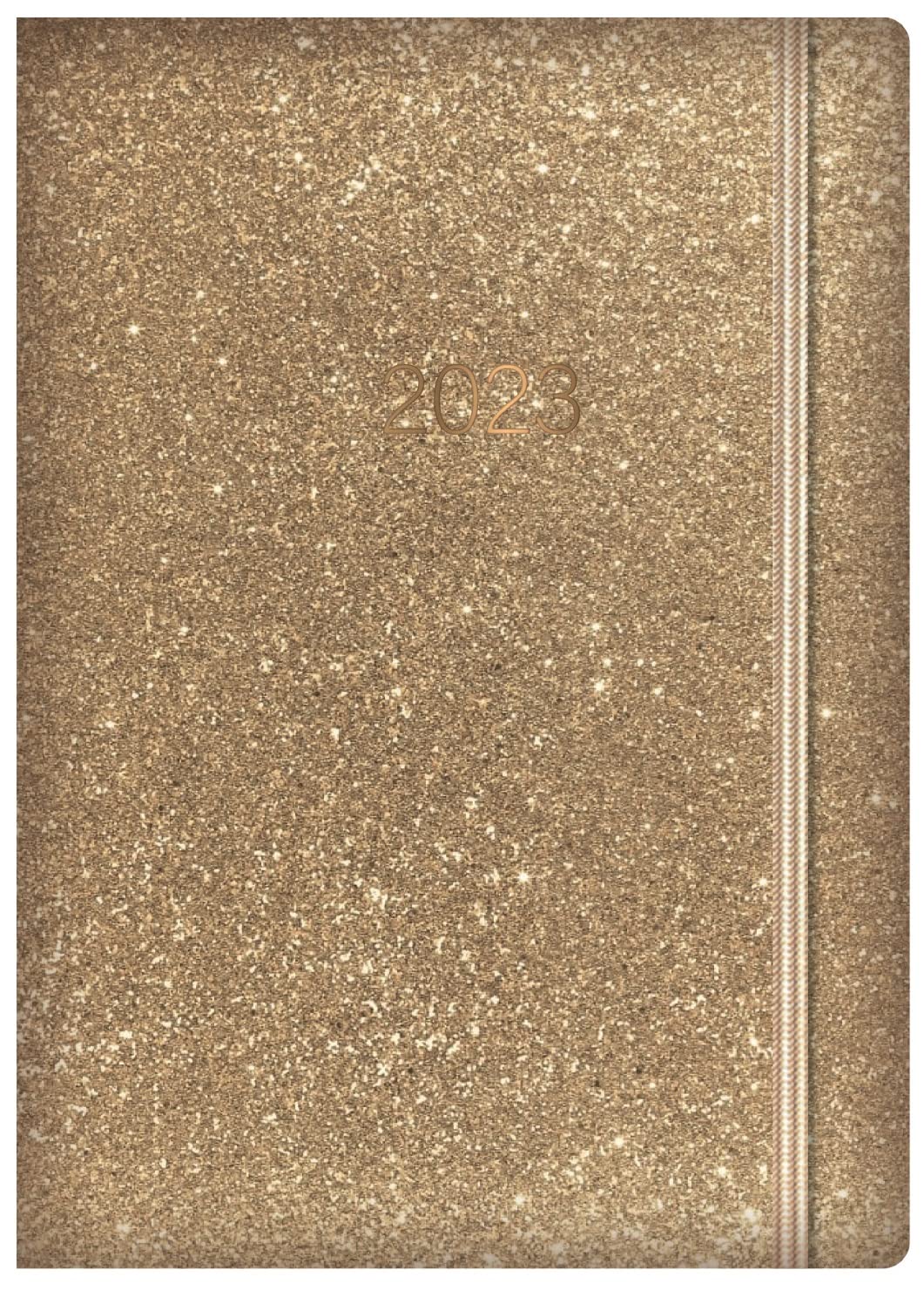 Quickdraw 2023 Diary A5 Week to View Hardback Yearly Planner Marble & Gold Full Year Organiser Journal (Gold)