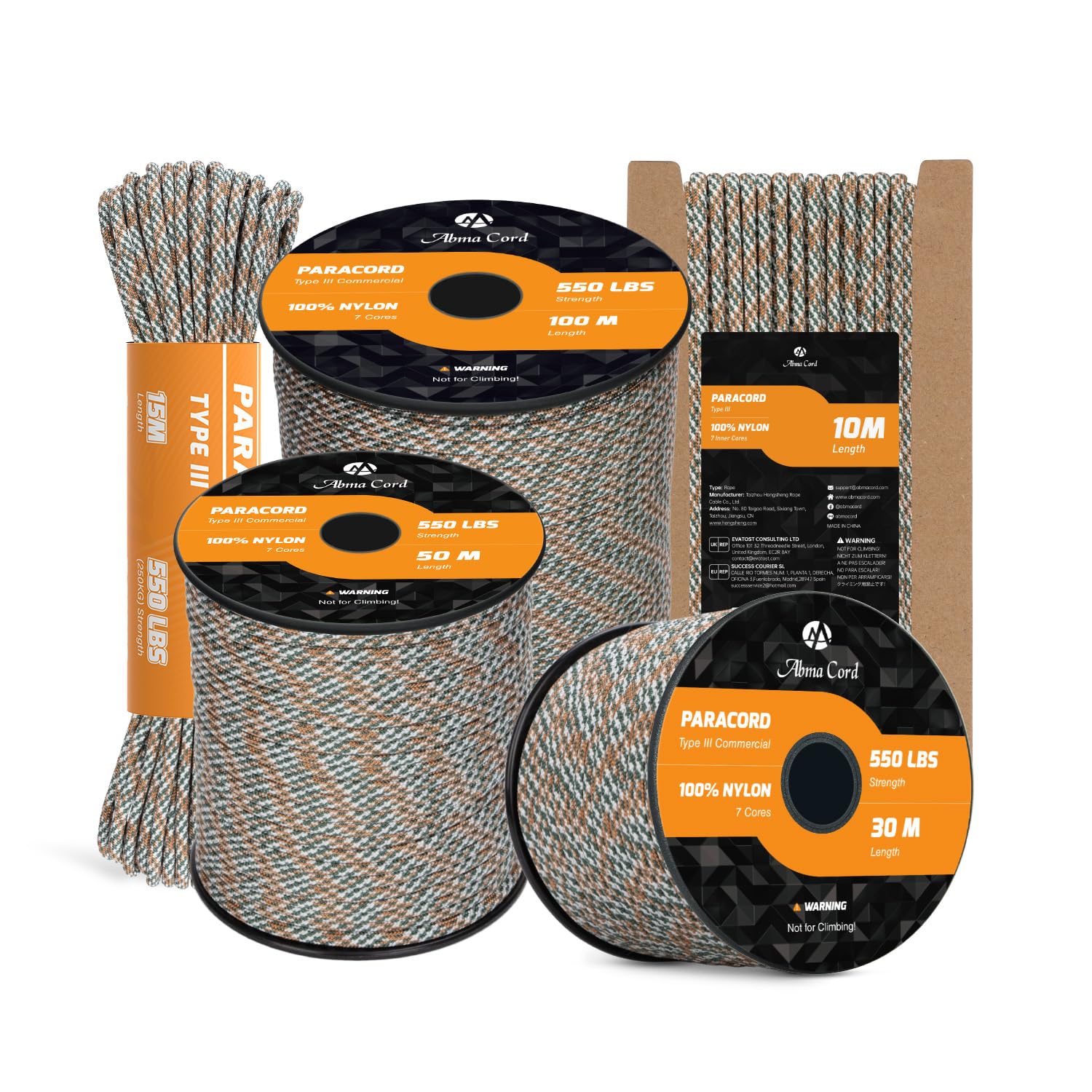 Abma Cord Paracord 550 4mm 10m Nylon Rope Type III 7 Strands Cord