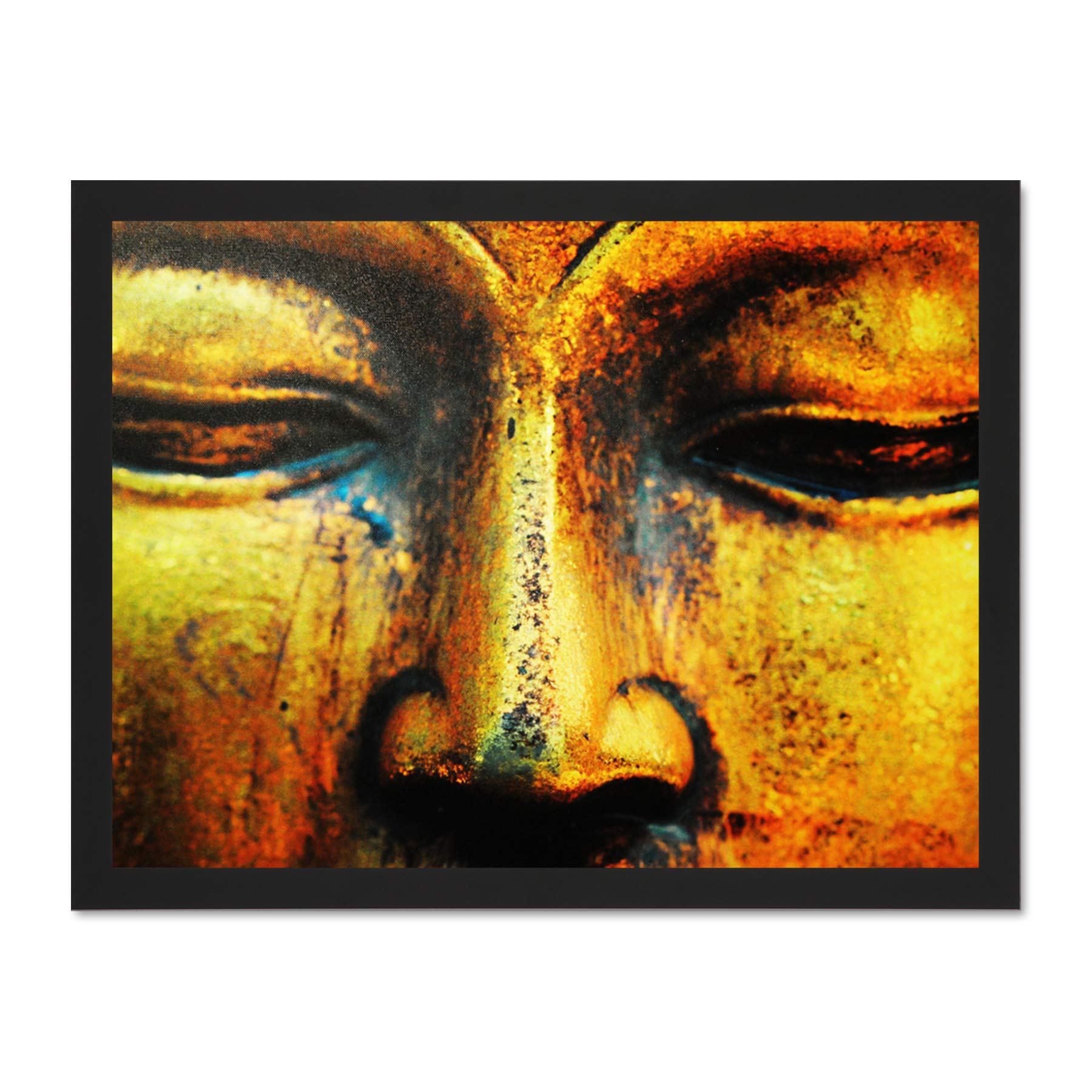 Buddha Statue Head Face Large Framed Art Print Poster Wall Decor 18x24 inch