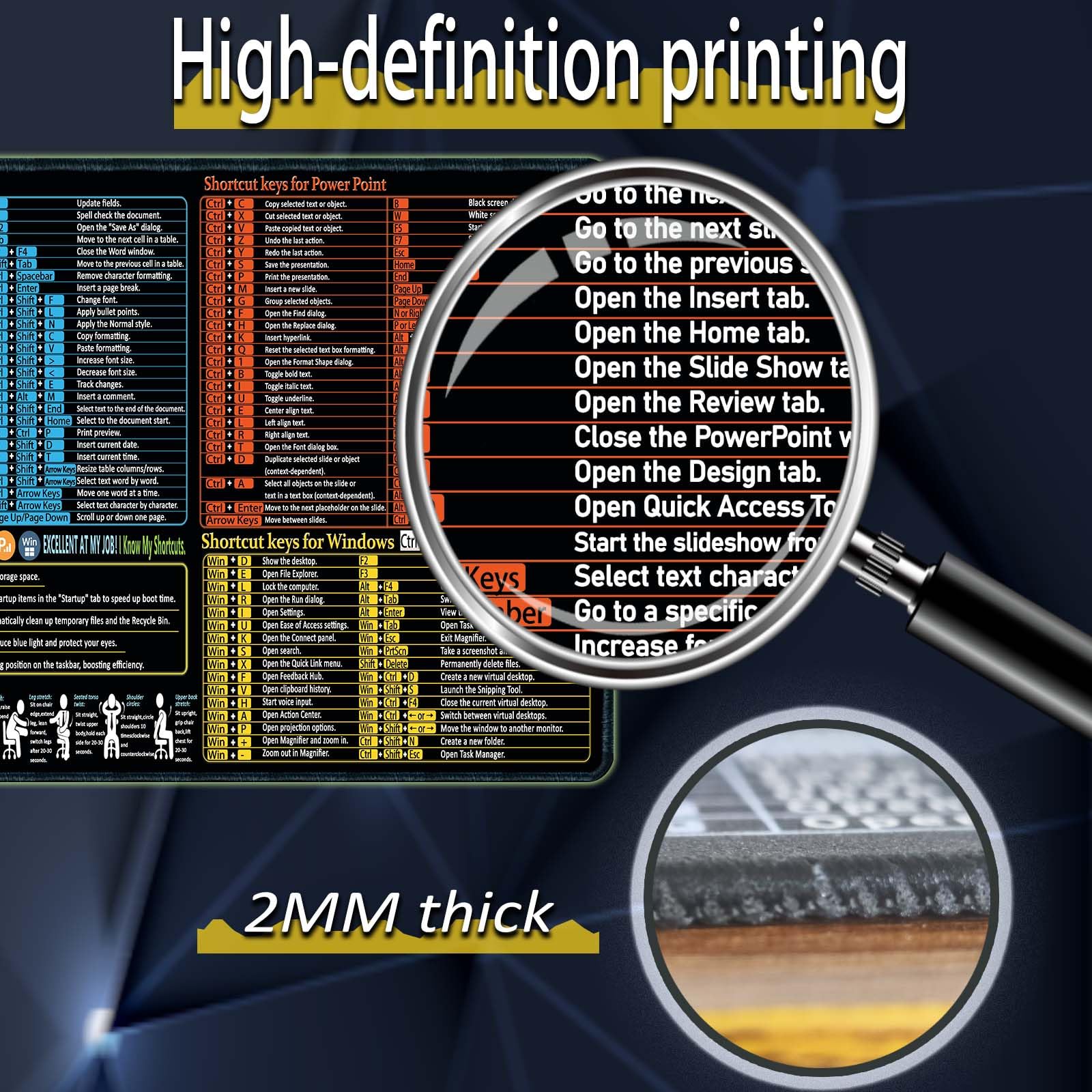 Raryine Excel Word Power Point Windows Mouse pad Non-Slip Waterproof Large Gaming Office pc Desk mat Over 200 — view 5