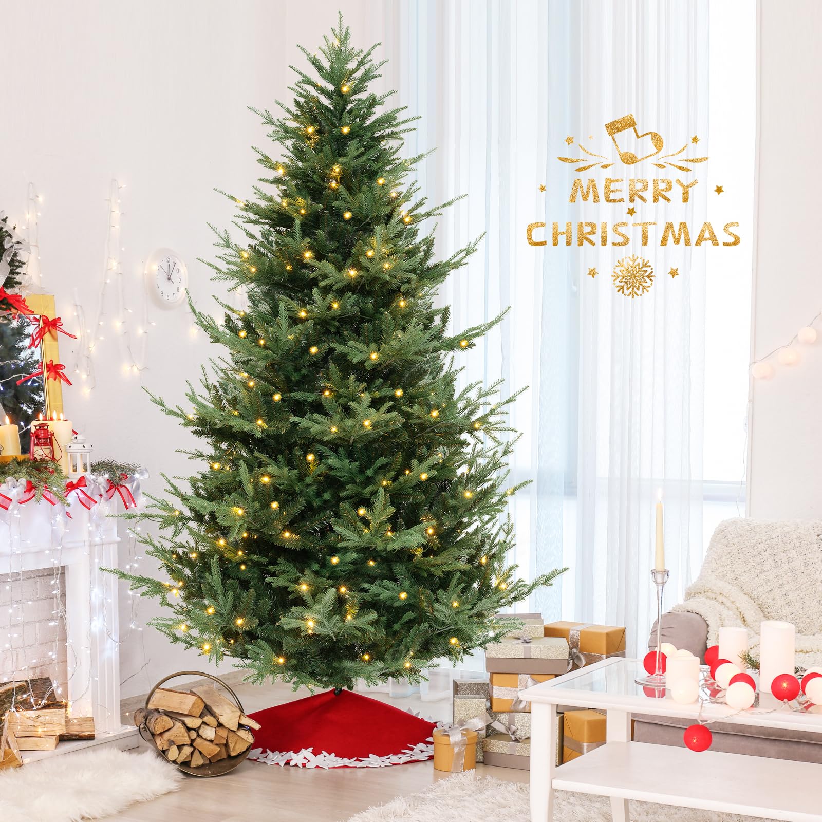 Amazon.com: GOFLAME 8FT Prelit Artificial Christmas Tree, Hinged