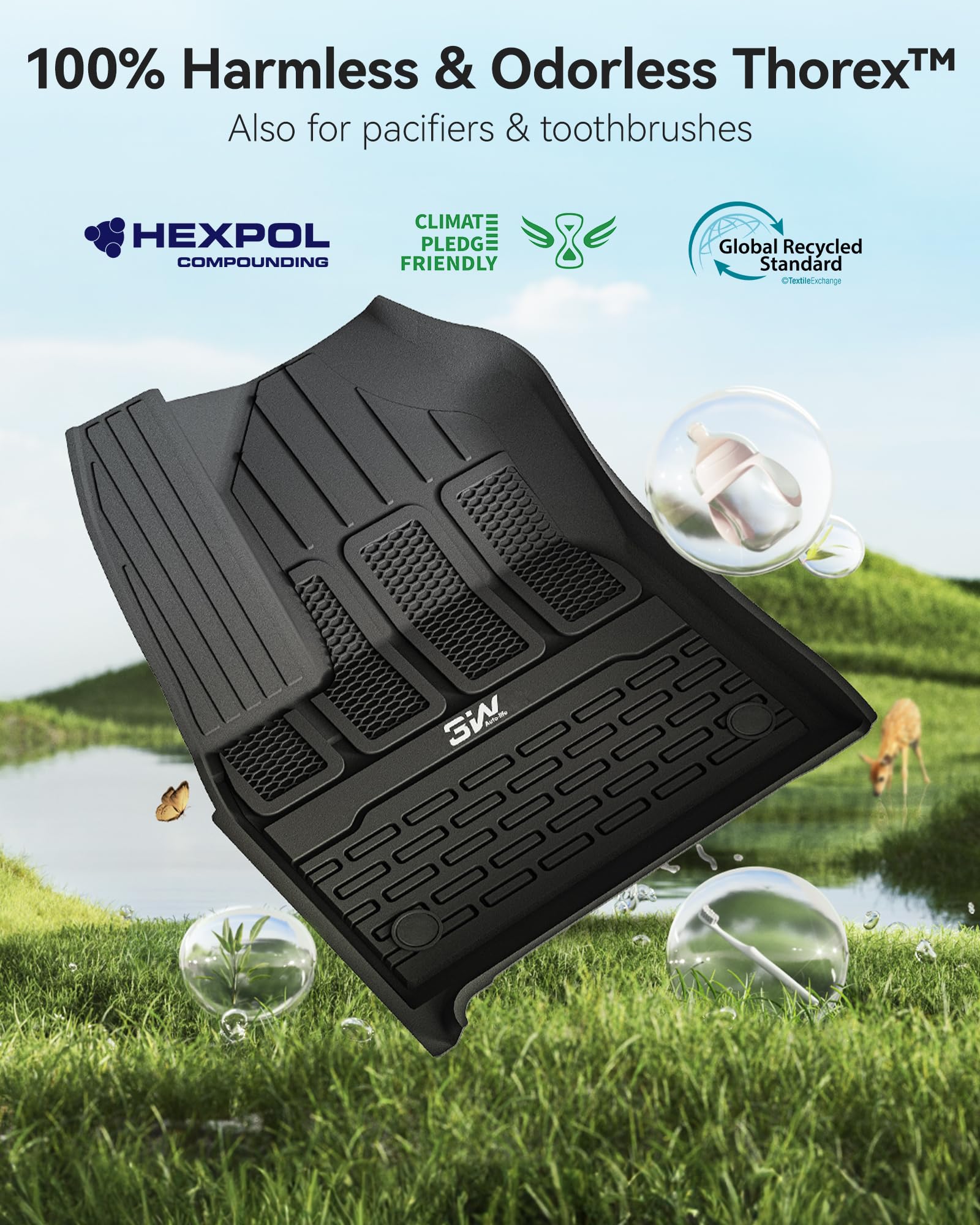 3W Floor Mats Cargo Liner Fit for Jeep Grand Wagoneer Wagoneer 2022-2025 7 seat Not Fit for L — view 5