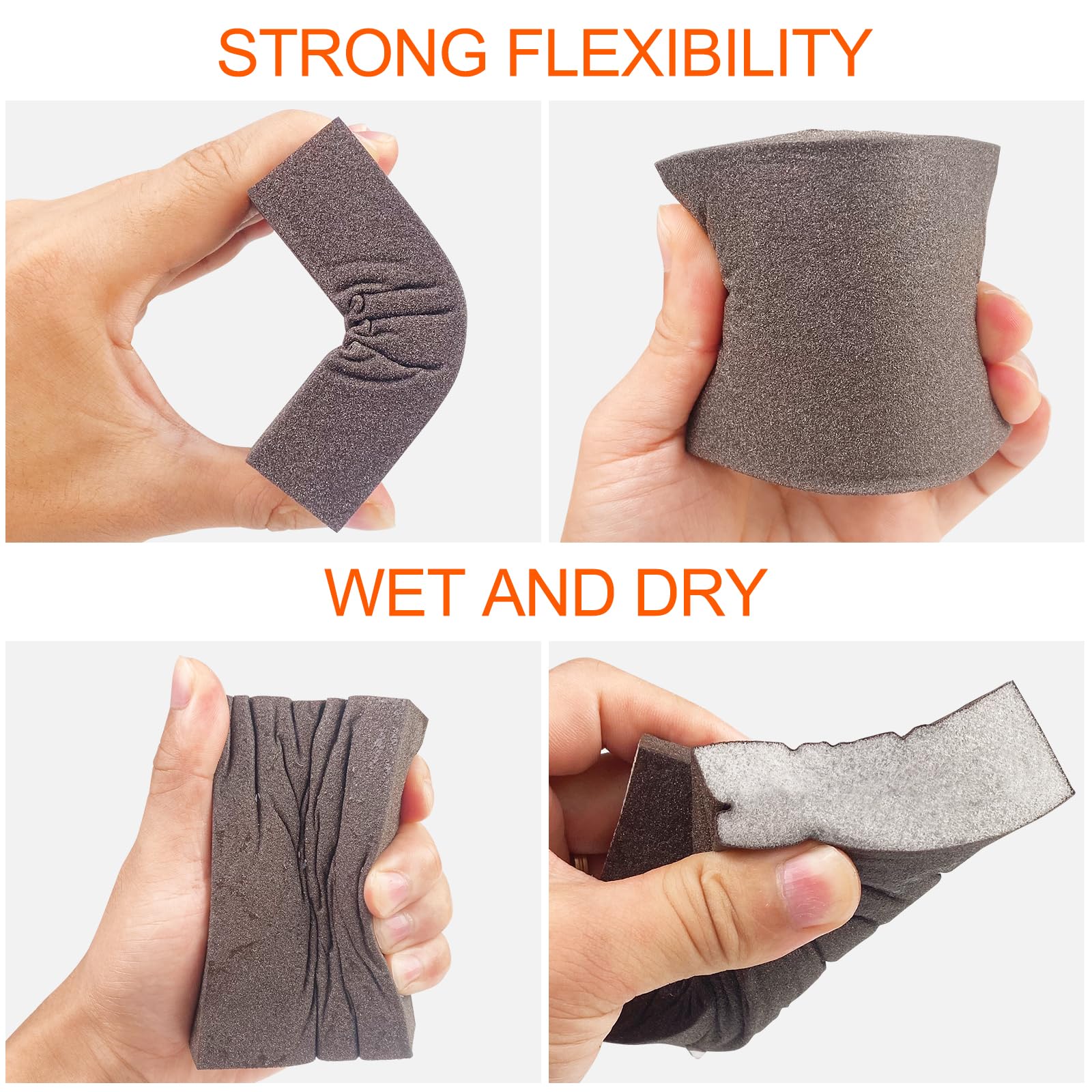Brevanza Quattro Lati Spugna Abrasiva, Accessorio Manuale Spugne Carta Vetrata per Levigatura Pavimenti e Plastica, Spugnette Abrasive Blocco Fine Metalli, Set di Blocchi Abrasivi per Legno Cucina