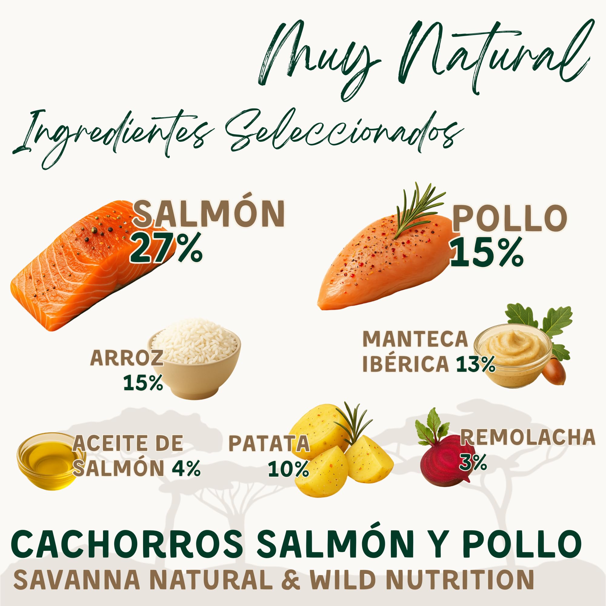 Pienso Cachorros Savanna 14 kg Salmón Pollo y Arroz, Desarrollo Saludable Cachorros y recuperación de Madres Lactantes, Alta Digestibilidad, Huesos Fuertes, Cuidado de Piel y Pelo