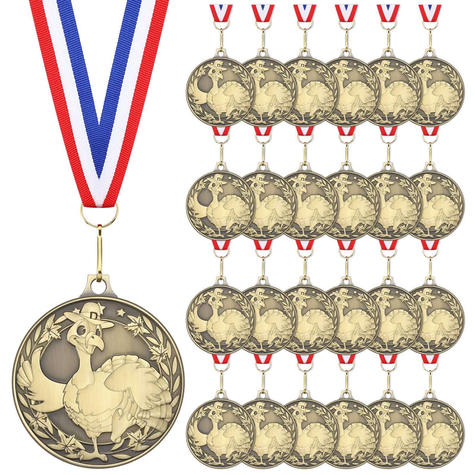 Huquary Thanksgiving-Truthahn-Medaillen mit Bändern, 5,1 cm, Turkey Trot Awards, Rennpreise für Herbstpartys, Urlaubsdekoration und festliche Feiern
