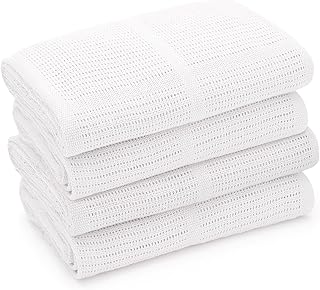 Bloomsbury Mill - Cellular Blankets Baby - Soft Organic Cotton Baby Blanket - Pack of 4 - Ideal Value Pack for Early Years Nurseries - Use for Travel, Car Seat, Pram, Moses Basket - White - 75x95cm