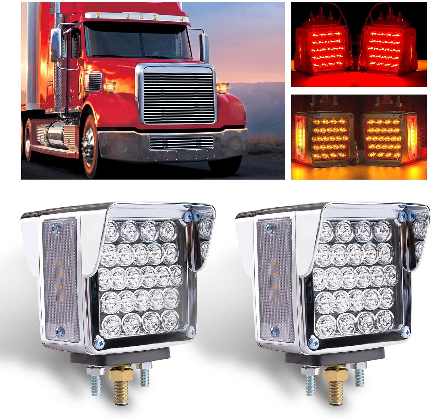 2X Round 48 Double LED Face Turn Signal Fender Pedestal Side - Foto 5