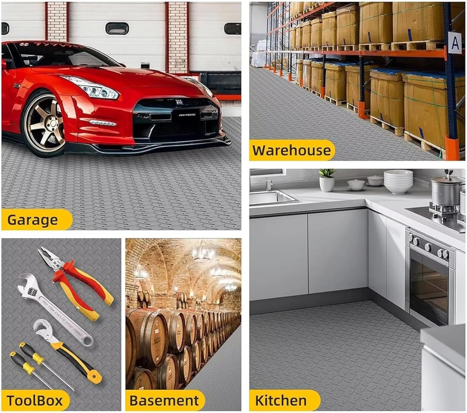 Shop Floor Parking Mat Gray 0.6×13m, Industrial Floor Mat, Workshop Parking Mat, Heavy Duty Non-Slip, Shop Floor Parking Mats for Garage Warehouse Gym Basement