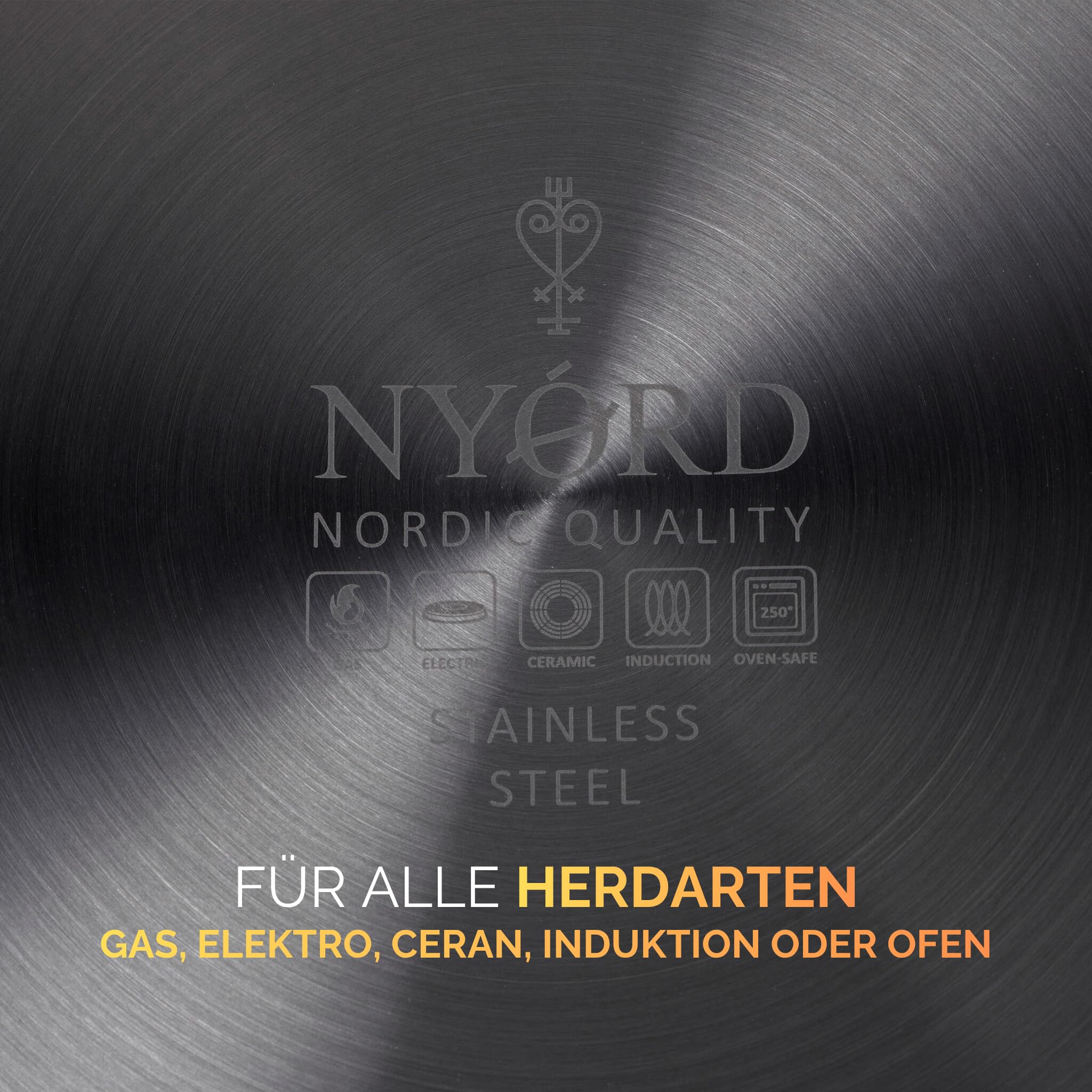 NYORD Edelstahlpfanne - Antihaft, Kratzfest, Pfanne Wabenstruktur, Spülmaschinenfest, Hybrid Bratpfanne, Keramik Beschichtung, PTFE & PFOA frei, Ofenfest, für Induktion, Gas & Ceran, mit Deckel - 28cm