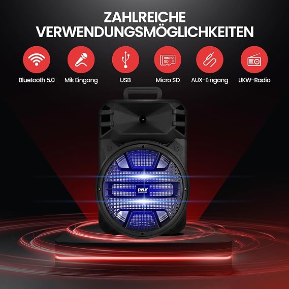 Pyle Music Box Bluetooth Speaker Karaoke - Karaoke Machine Bluetooth Speaker - Music Box Machine 800 W Speaker Boxes with Radio Party Suitable as Music System