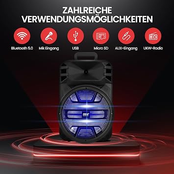 Pyle Music Box Bluetooth Speaker Karaoke - Karaoke Machine Bluetooth Speaker - Music Box Machine 800 W Speaker Boxes with Radio Party Suitable as Music System