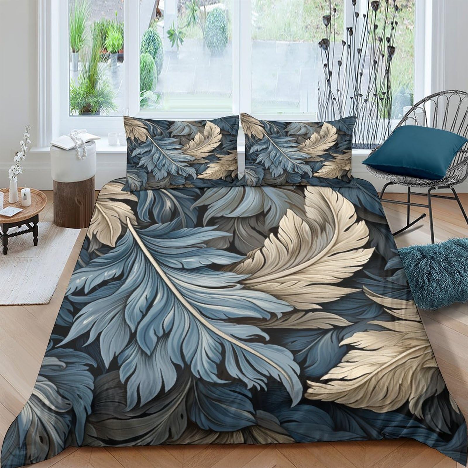 Housse de couette 3D motif feuilles pour créer une ambiance nature dans votre chambre