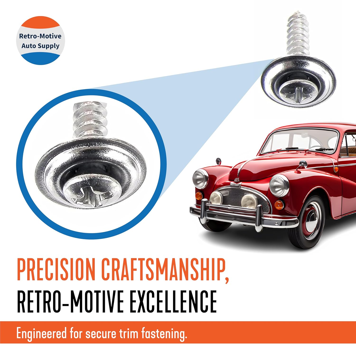 Retro-Motive Chrome #8 Phillips Oval Head Trim Screws - Quality Chrome Trim Screw - Variety Pack of 175 Smooth Finish Hardware Screws 25 of Each Size - #2079 (2015-2021) Ideal for DIY Car Projects