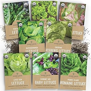 Sweet Yards Seed Co Lettuce Lovers’ Organic Seed Variety Pack - 8 Unique Packets of Heirloom Non-GMO USDA Certified Organi...