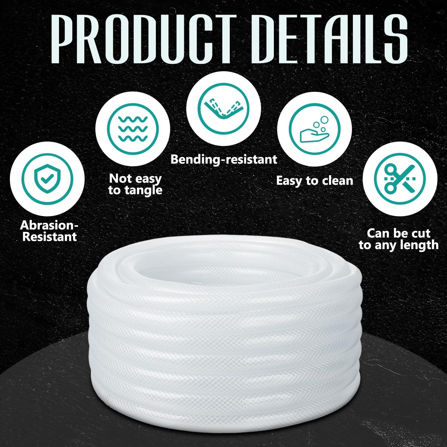 1" ID x 1-19/64" Od x 25 ft Braided PVC Tubing Reinforced Clear Vinyl Hose, Heavy Duty Flexible High Pressure PVC Braided Hose for Water Home Garden Aquarium Washing