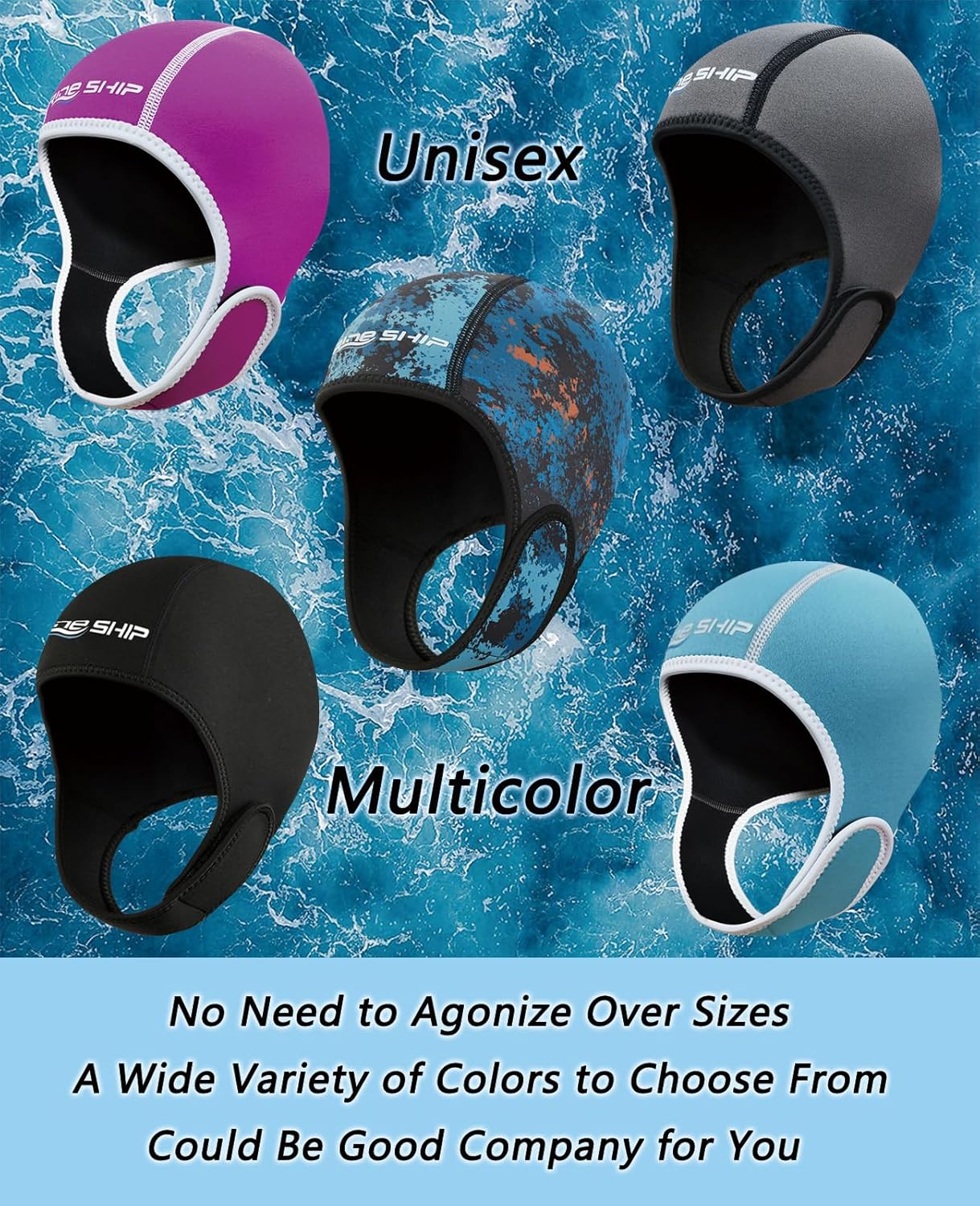 Skyone Neoprene Dive Hood Wetsuit Hood for Men Women, Scuba Diving Hoods 2MM with Adjustable Chin Straps, Neoprene Swim Cap Surfing Head Cover Stretchable for Boating Kayaking Water Sports - Image 6