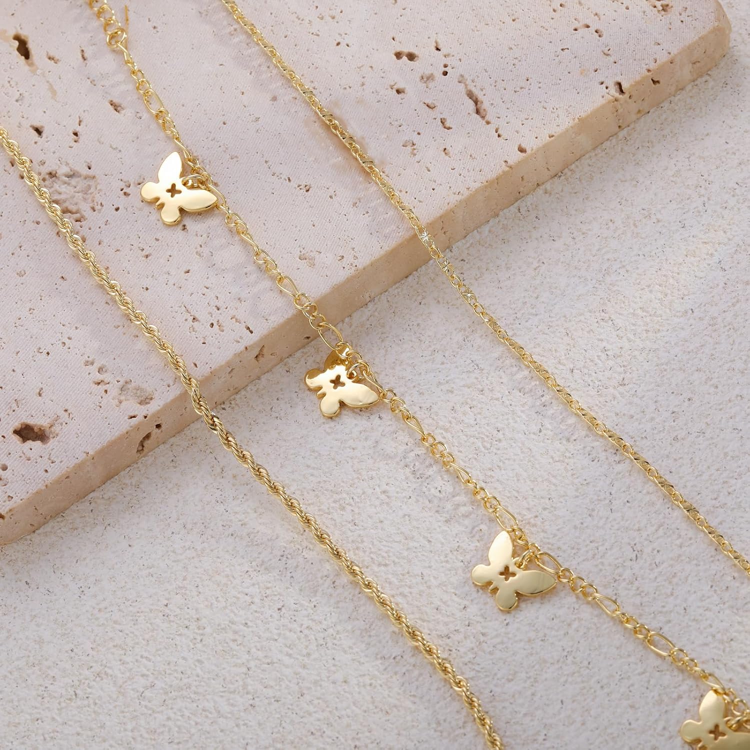 Anklets for Women 14K Gold Silver Plated Ankle Bracelets Trendy Waterproof Boho Anklets Set Adjustable Dainty Cute Diamond Beaded Heart Non Tarnish Summer Beach Jewelry Gift - Image 6