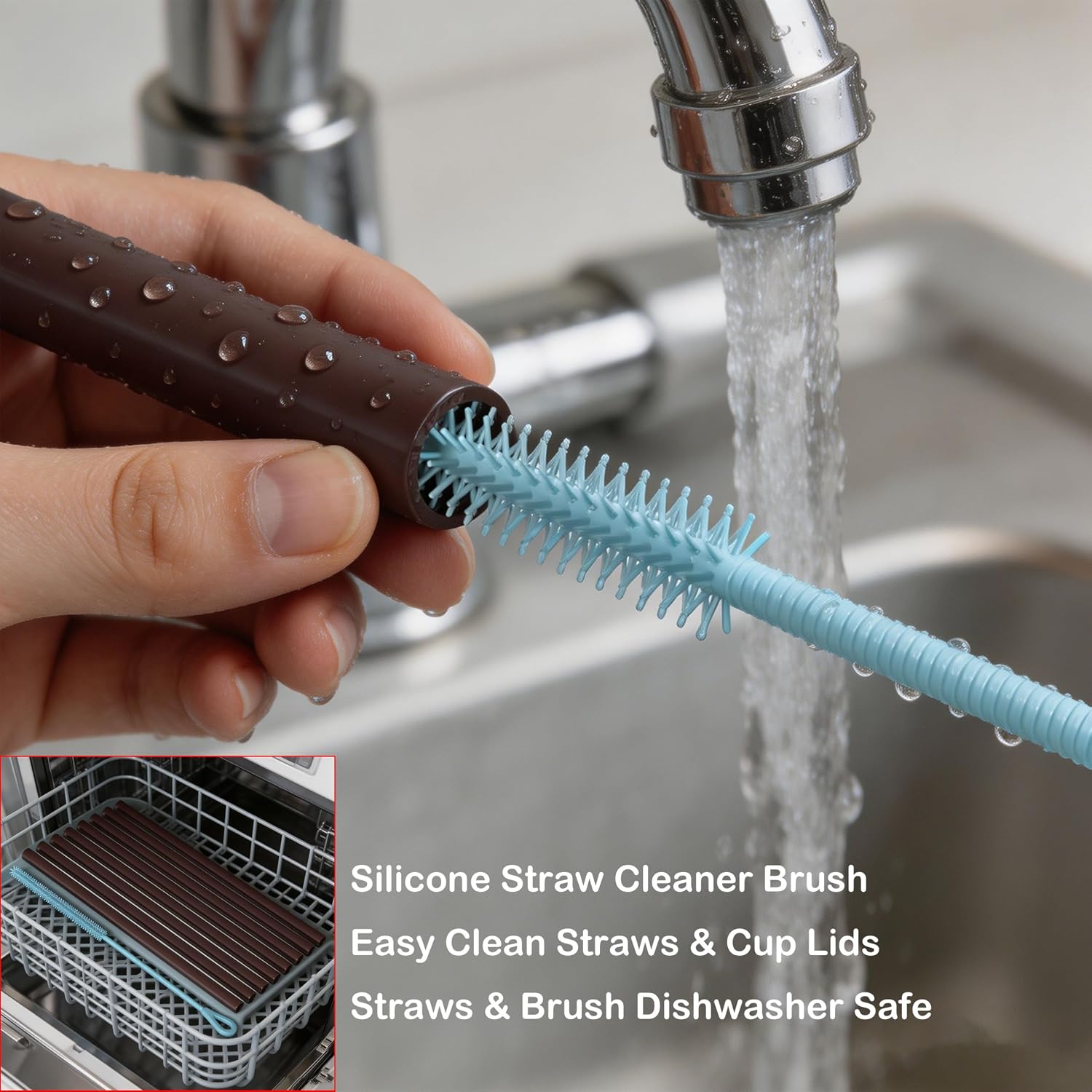 8pcs Replacement Straws for Owala FreeSip 24 oz 32 oz Bottle,Brown image 4