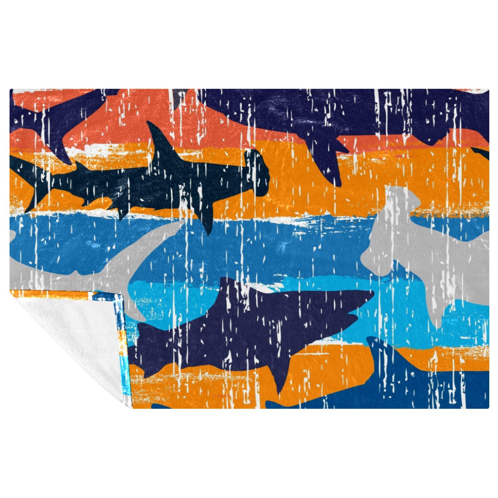 Couverture douce et chaude requin plaid lit canapé camping 150x100cm