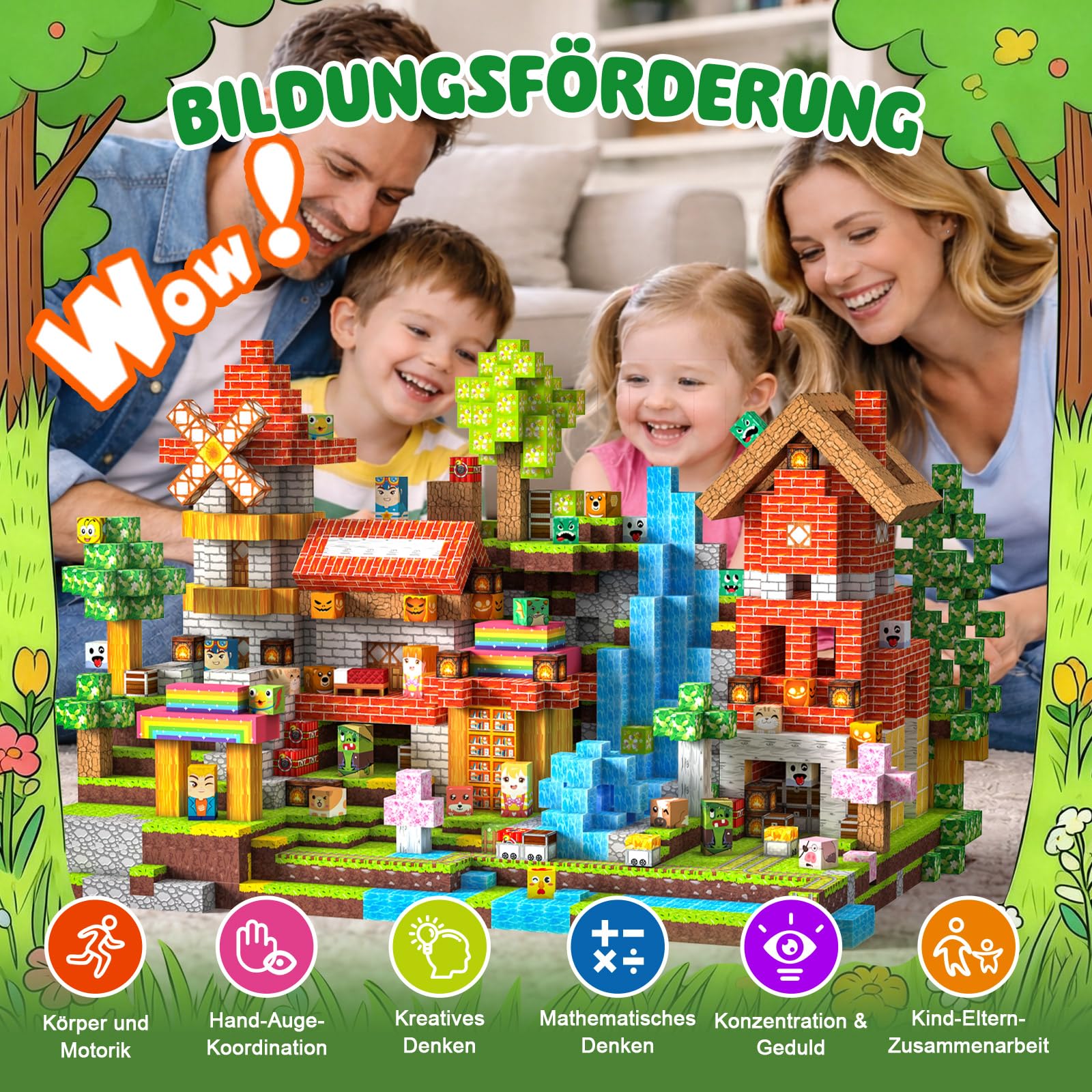 Magnetische Bausteine 330 PCS 2CM Magnetbausteine für Kinder ab 3 Jahre Blocks, Montessori Spielzeug Magnete Kinder, Magnetische Bauwelt Geburtstag Geschenk ab 3 4 5 6 7 8 9 10 11 12 Jungen Mädchen