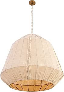 Minka-Lavery Velune 36" 3-Light Pendant - Legacy Brass and Textured Linen (Bulb Not Included)