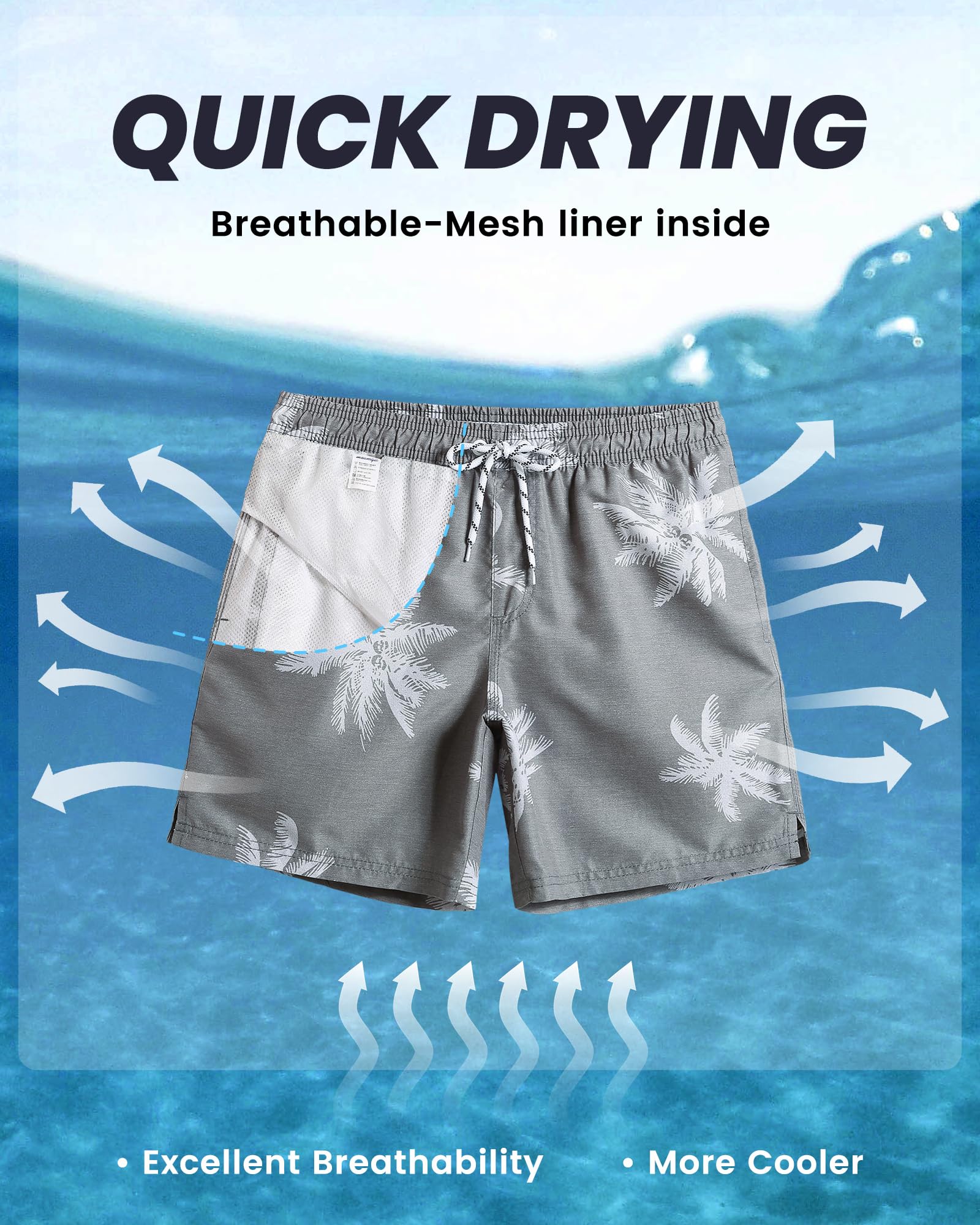 MaaMgic Pantaloncini da Bagno da Uomo Asciugatura Veloce Costume da Bagno per Surf sulla Spiaggia Multi-funzioni Allenamento casa con Fodera in Mesh con Fodera in Mesh