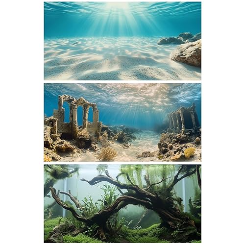 COMSUN 3 Pack Aquarium Background, 30x18 inches Polyester Aquarium Background,