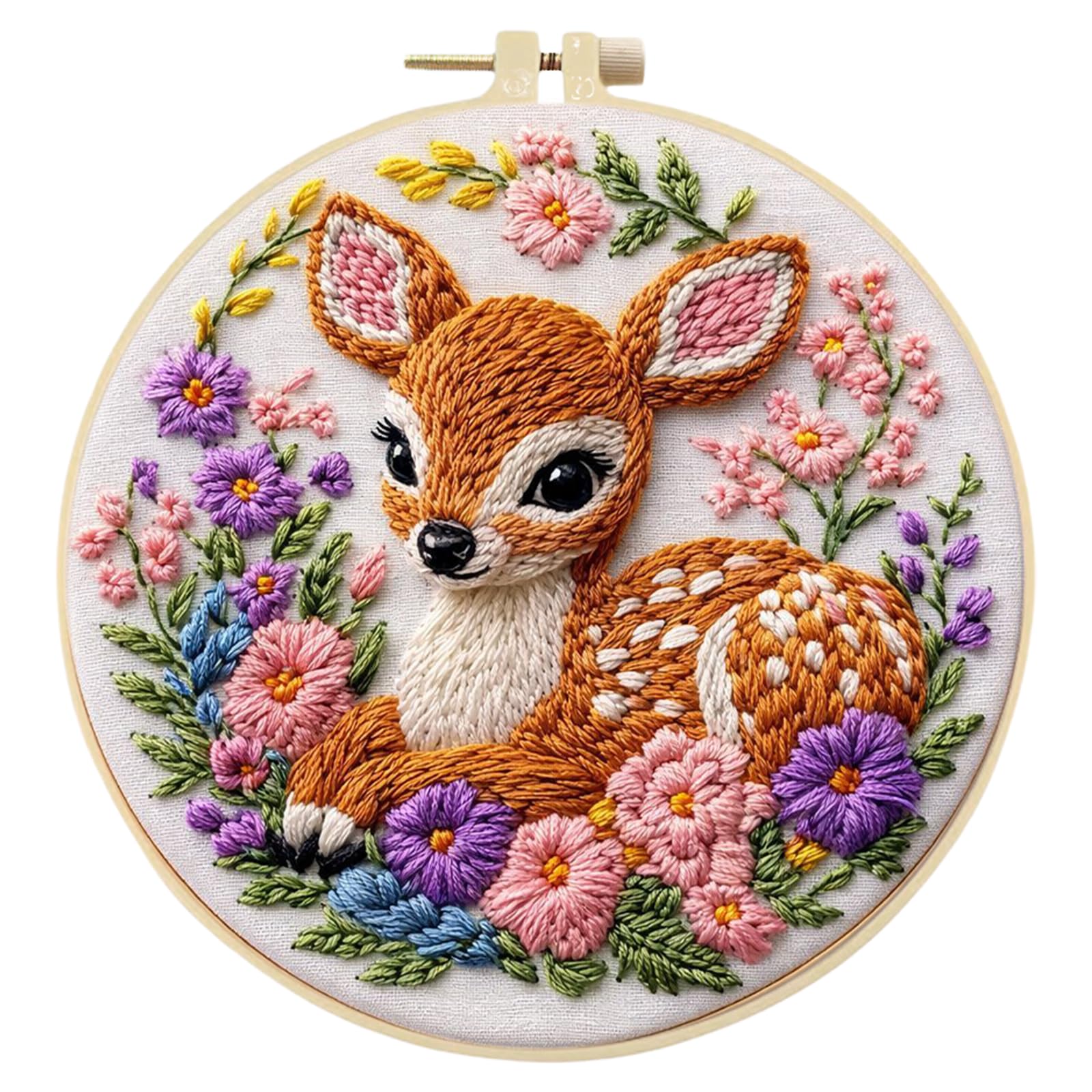 Embroidery Kit for Beginners, Stamped Cross Stitch Kits with Hoop, Threads, Needles &Tools, DIY Needlework Starter Set and Craft Gift for Adults 29 * 29CM(Deer)