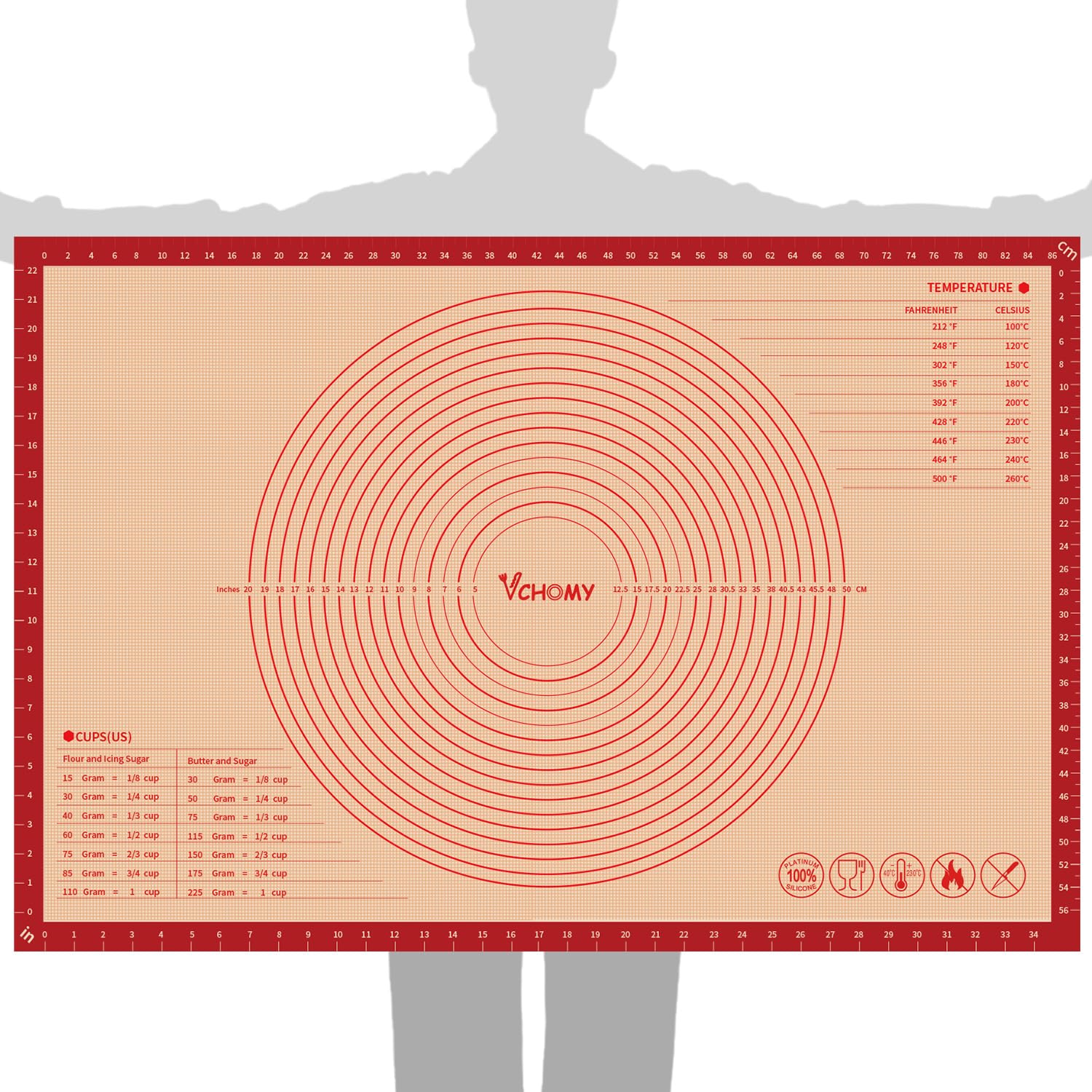 VNCHOMY Silicone Pastry Mat 36x24