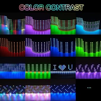 8X8 LED Matrix Panel, WS2812B Individually Addressable RGB 5050SMD Pixels Flexible Panel, Dream Colours Works with SP107E, K1000C WS2812B Controllers etc, Programmable LED Fit Video Image Display 5V