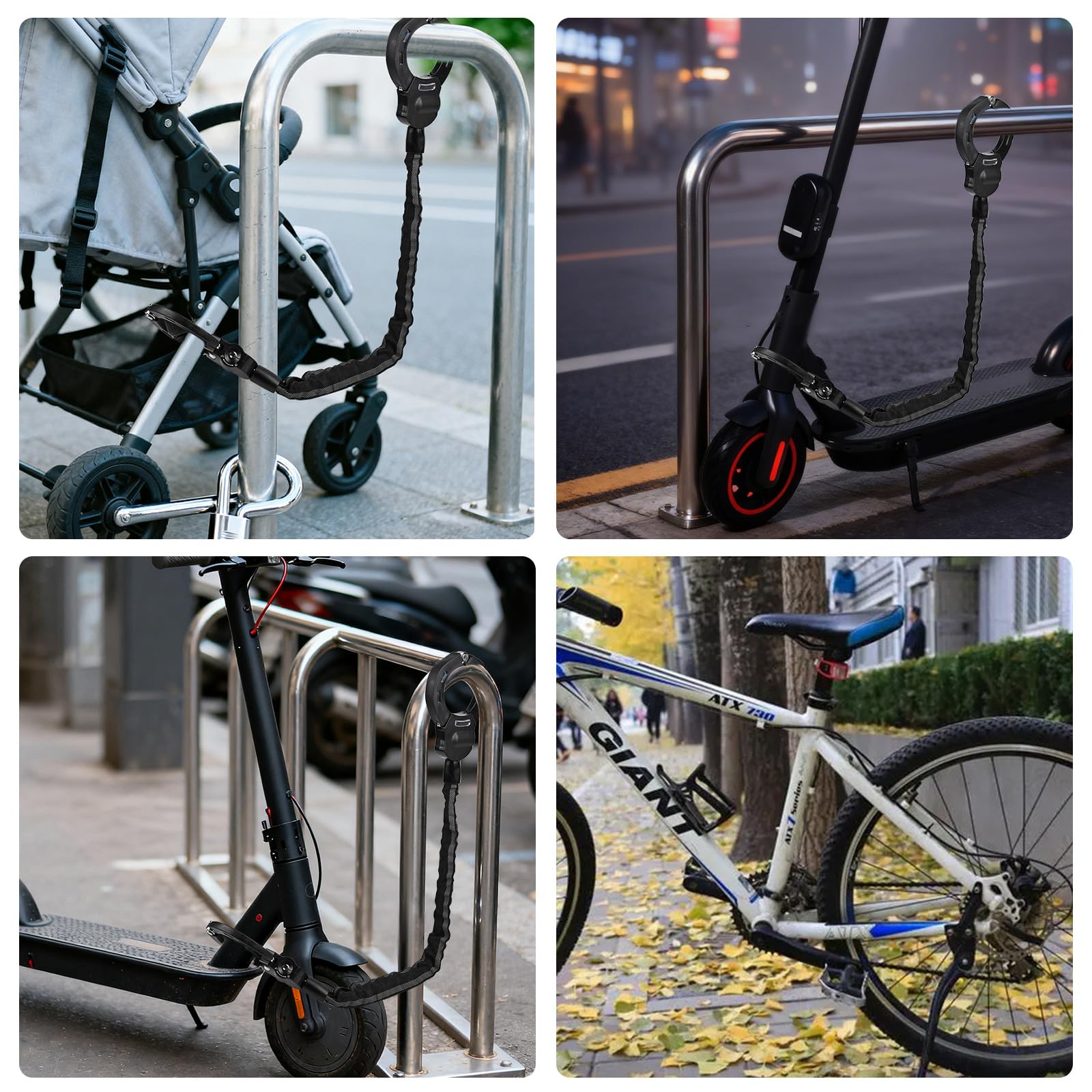 GuKKK Antivol Trotinette Electrique, 92CM Long Cadenas Trotinette Electrique, Cadenas Velo 8mm Ultra Résistant, 1.5KG Portabilité Chaine Velo Antivol, Antivol Menotte pour Scooter, Vélos Électrique