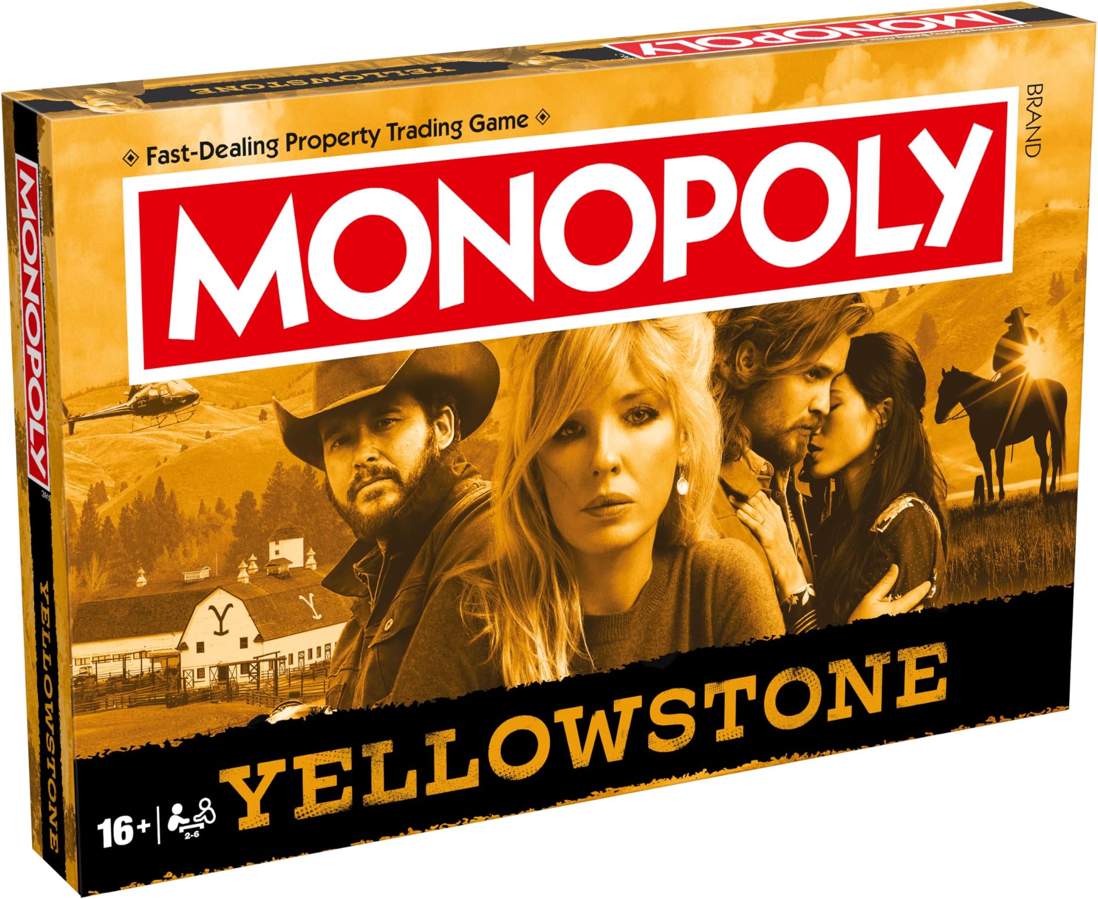 Winning Moves Yellowstone Monopoly Board Game, Advance to Dutton Ranch Main House, Summer Camp and trade your way to success, great gift for ages 16 plus