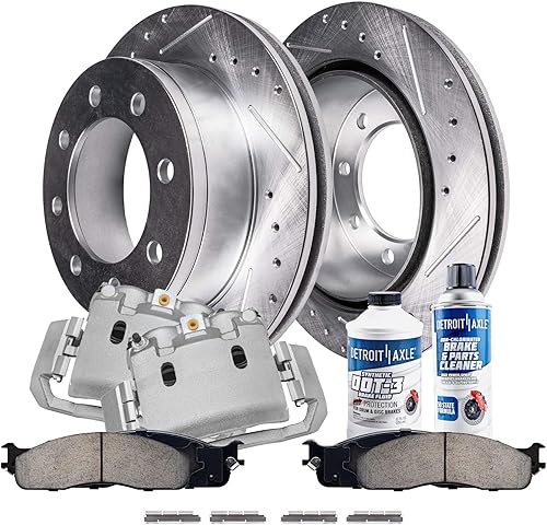 Miniatura 64 de Detroit Axle - Kit de freno delantero para Ford Explorer Mercury Mountaineer 2002-2005 Bujes de rodamiento de rueda perforados y ranurados rotores