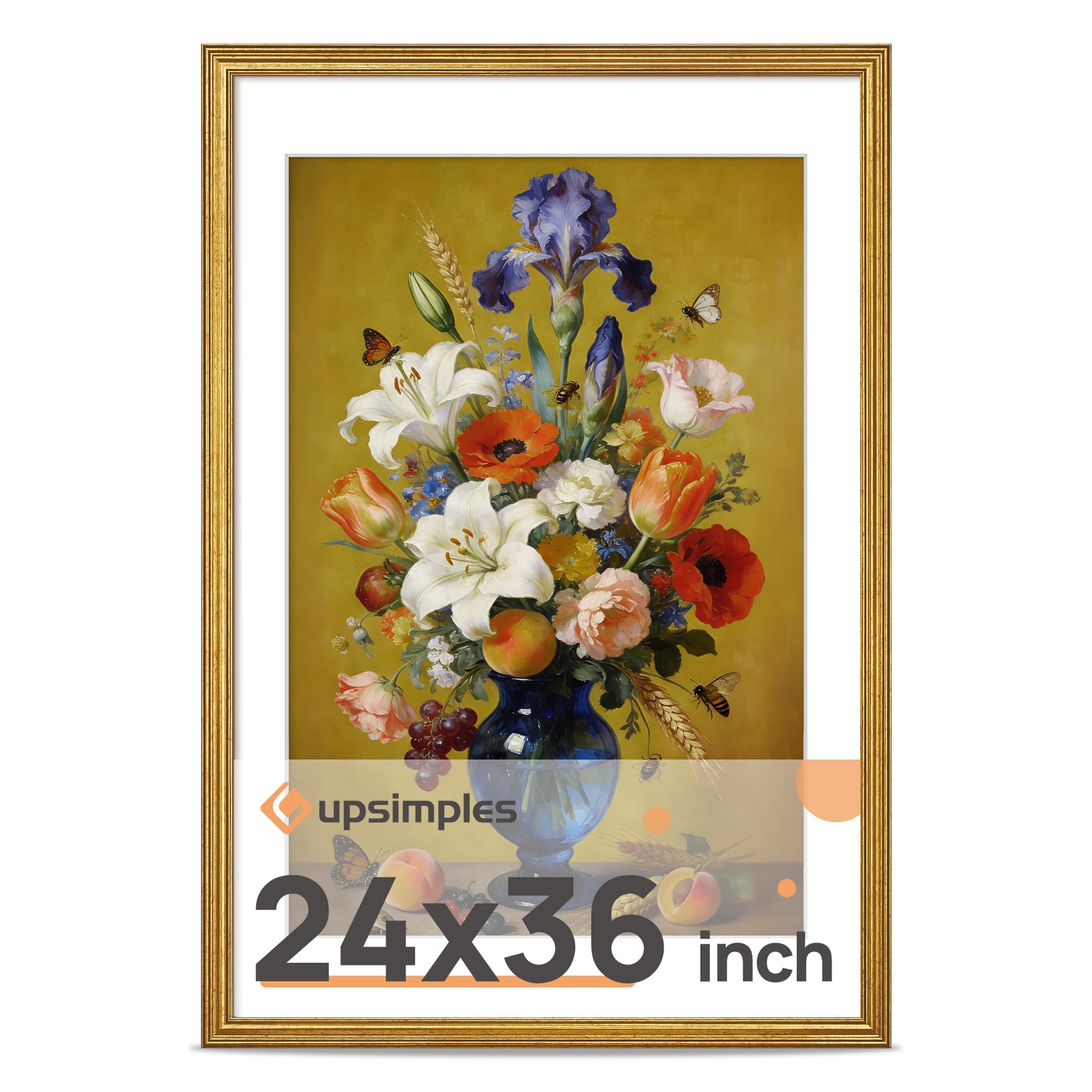 upsimples Vintage 24x36 Poster Frame, Antique Gold