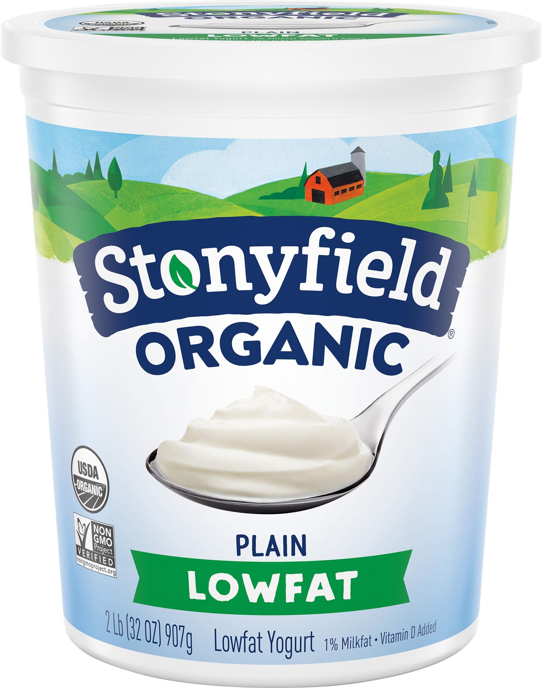 Stonyfield Farm Yogurt, Plain, Low Fat, 32 oz