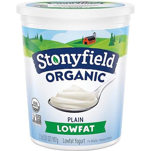 Stonyfield Organic Yogur bajo en grasa, liso, 32 onzas – 0.25 oz de proteína, bocadillo de yogur multiporción y sustituto de cocina