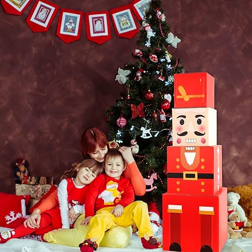 Miniatura 7 de Caja de decoración de Navidad, cajas de regalo decorativas grandes para árbol de Navidad, caja de almacenamiento apilable de 36.6 pulgadas de
