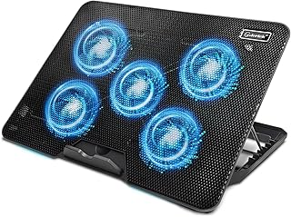 Coolertek Laptop Cooling pad, Laptop Cooler with 5 Silent Fans, Adjustable Height Stand for 12-17 Inch Laptops, Ergonomic Price In India