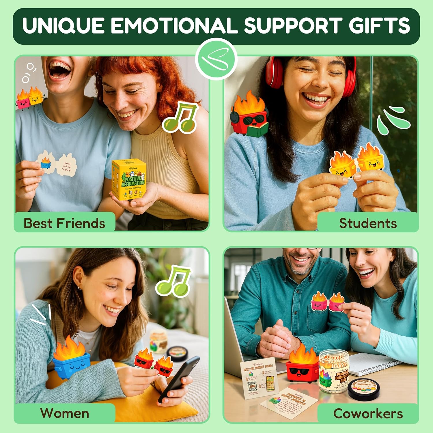 60 Positive Dumpster Fire Cards, Zen Garden Dumpster Fire Desk Accessories, Funny Coworker Gifts For Women, Cute Valentine Gifts For Coworkers, Friend, Daily Affirmation Jar For Office Decor - Image 6