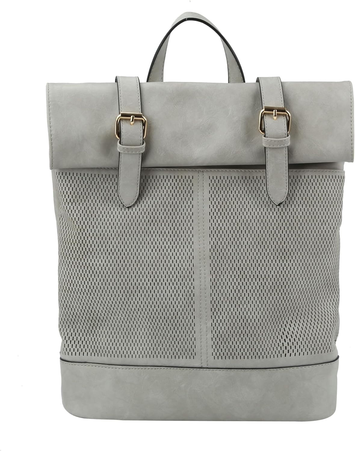 Handbag Republic Fashion Laser Cut Roll up Daily School Casual Travel Backpack (Light Grey)