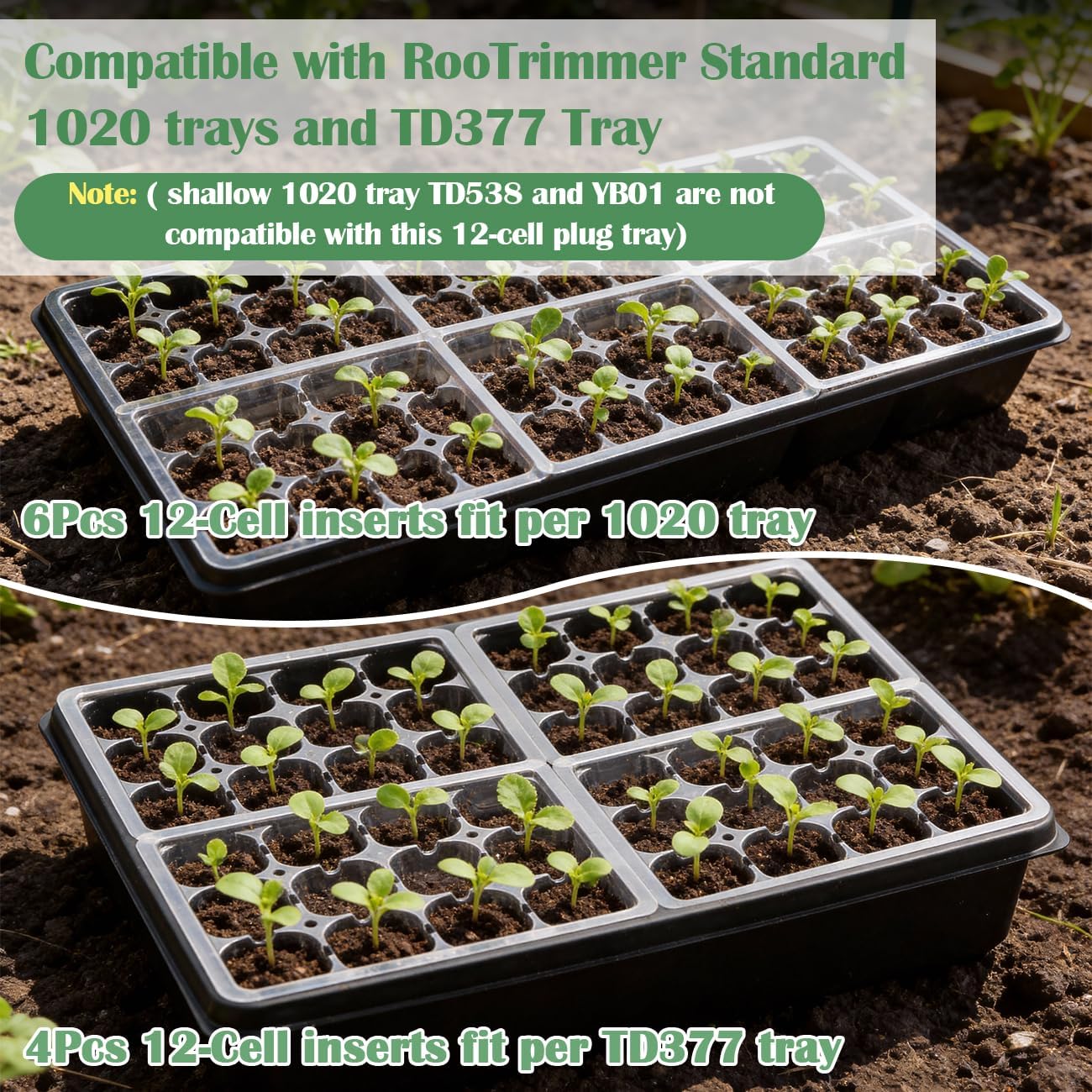 60 Pack Reusable 12-Cell Clear Seed Starter Trays - Extra Large Drainage Holes, Easy to Repotted, Clear Transparent Tray for Root Observation, Seed Starting, Fits Standard 1020 Trays