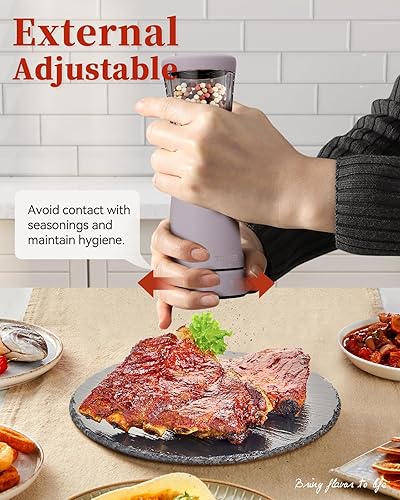 Miniatura 42 de Juego de molinillo eléctrico de sal y pimienta con base de almacenamiento, juego de molinillo de sal y pimienta recargable de acero inoxidable