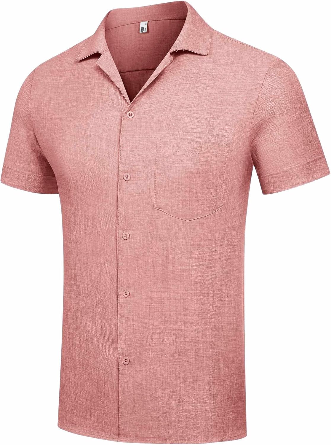 COOFANDY Mens Casual Short Sleeve Button Down Shirts Cuban Linen Textured Shirt Summer Beach Wear - Image 7