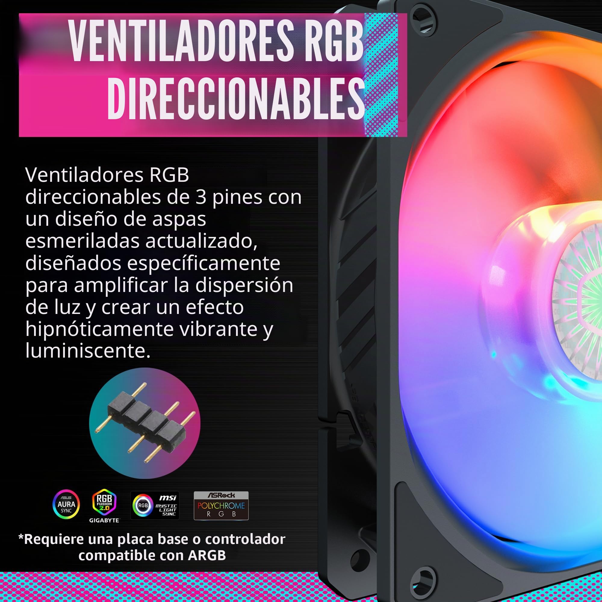 Cooler Master TD300 Mesh Caja PC - Minitorre, Alto Flujo de Aire, 2 Ventiladores ARGB de 120mm, Admite MB Micro-ATX y Mini-ITX, Panel Lateral de Vidrio Templado, Parte Superior Extraíble, Hub ARGB/PWM