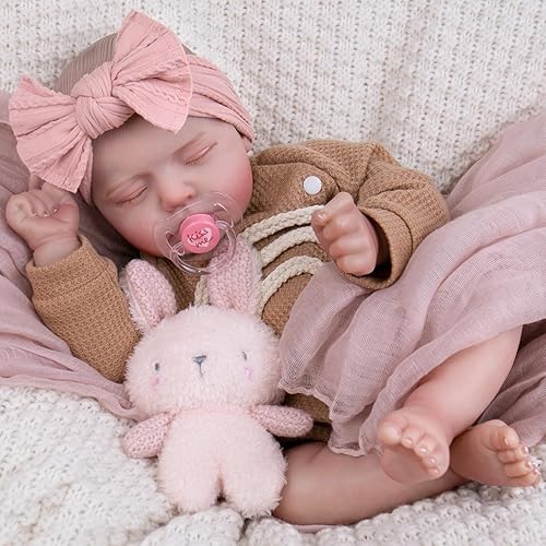 Vista 10 de Aori Muñecas de Bebé Reborn Realistas de la Vida Real Muñecas de Bebé de 20'' Bebé Recién Nacido Durmiendo Niña con Ropa de Muñeca Arcoíris