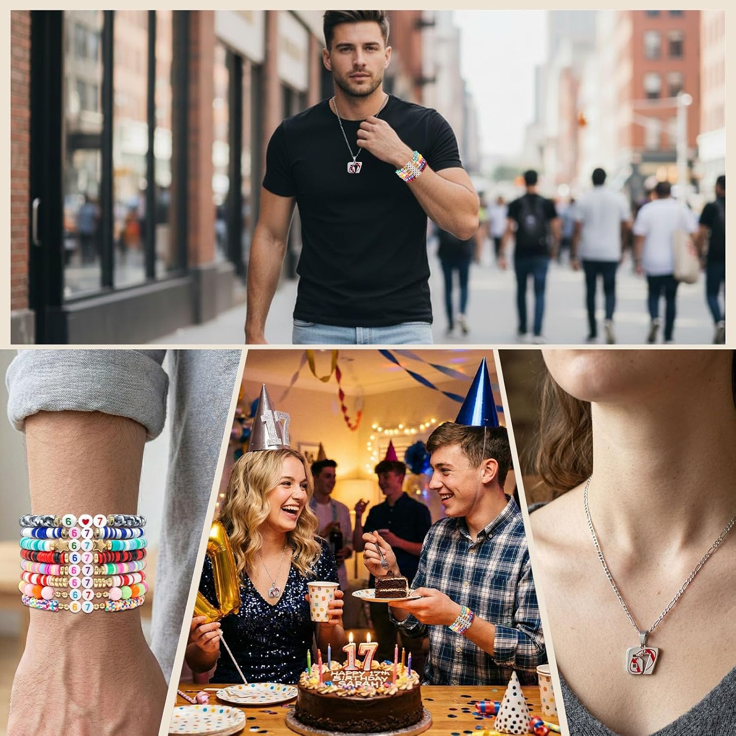 67 Bracelet, 16pcs 6 7 Bracelet with 67 Necklace Chains, 67 Meme, Six Seven Jewelry, 6 7 Bestfriend BFF Accessories, Colorful Clay Beaded Bracelets, Unisex Funny Gift