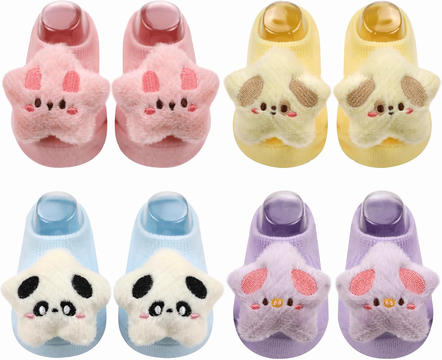 4 Pairs Baby Girls Socks, Cute Pentagram Non-Slip Grips Sock Toddler Low Cut Ankle Socks for Newborn,Infant - Image 7